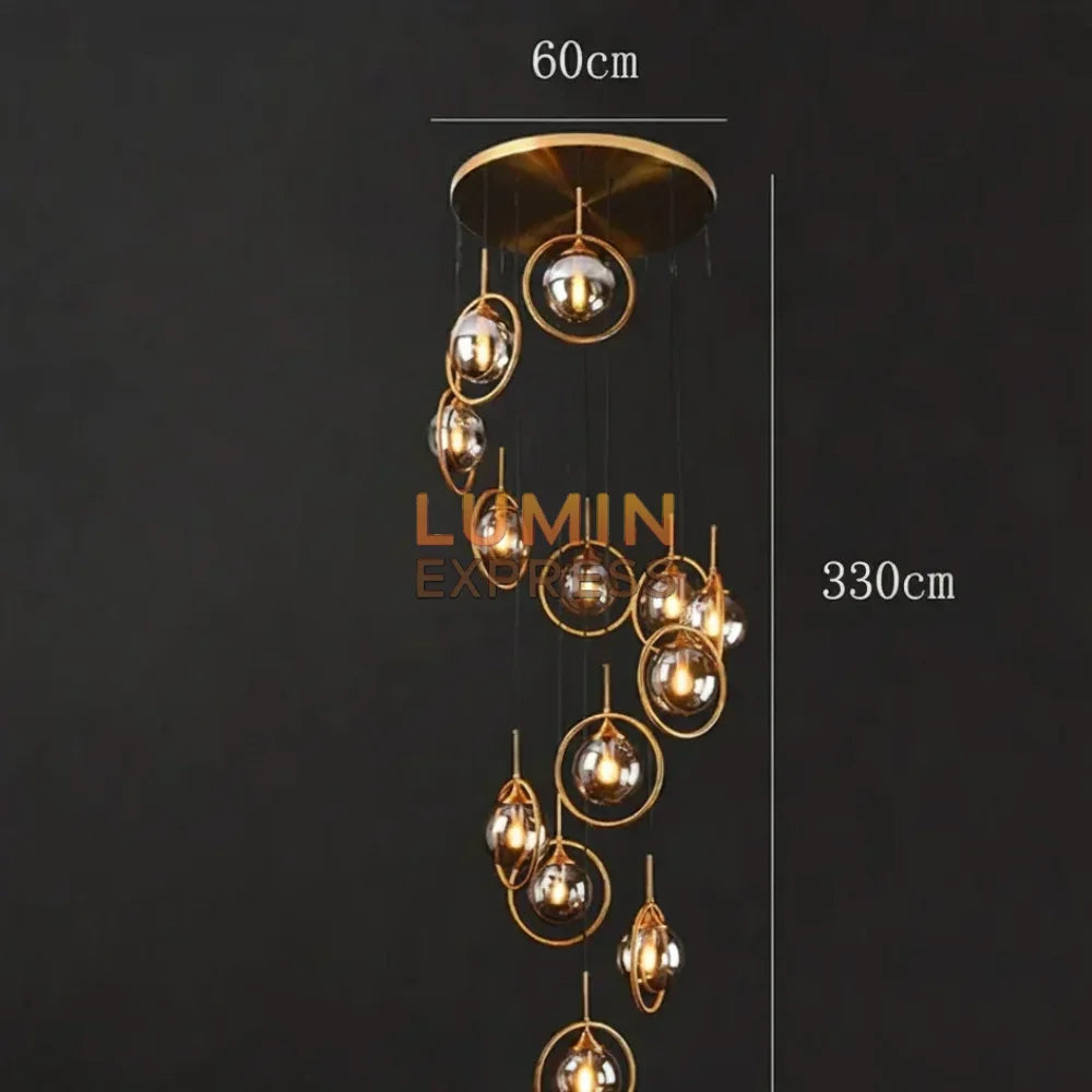 Lustre suspendu design moderne doré avec 13 sphères lumineuses