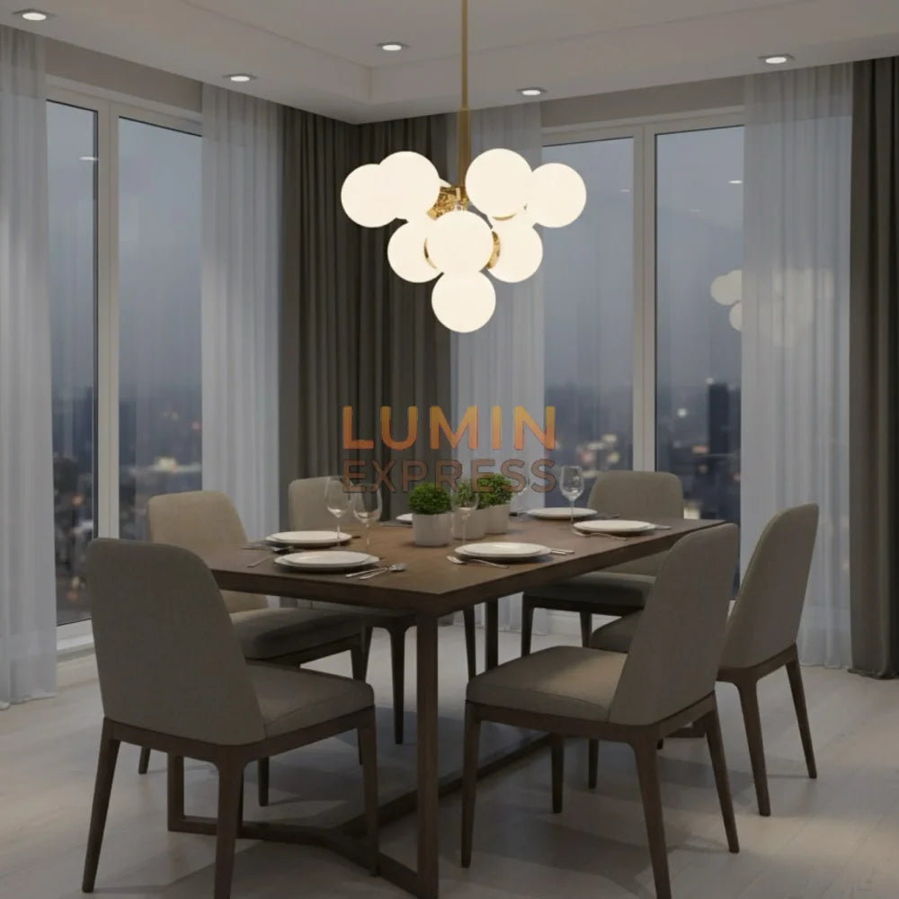 Lustre doré élégant en verre dépoli – Luminaire Maroc Luminexpress