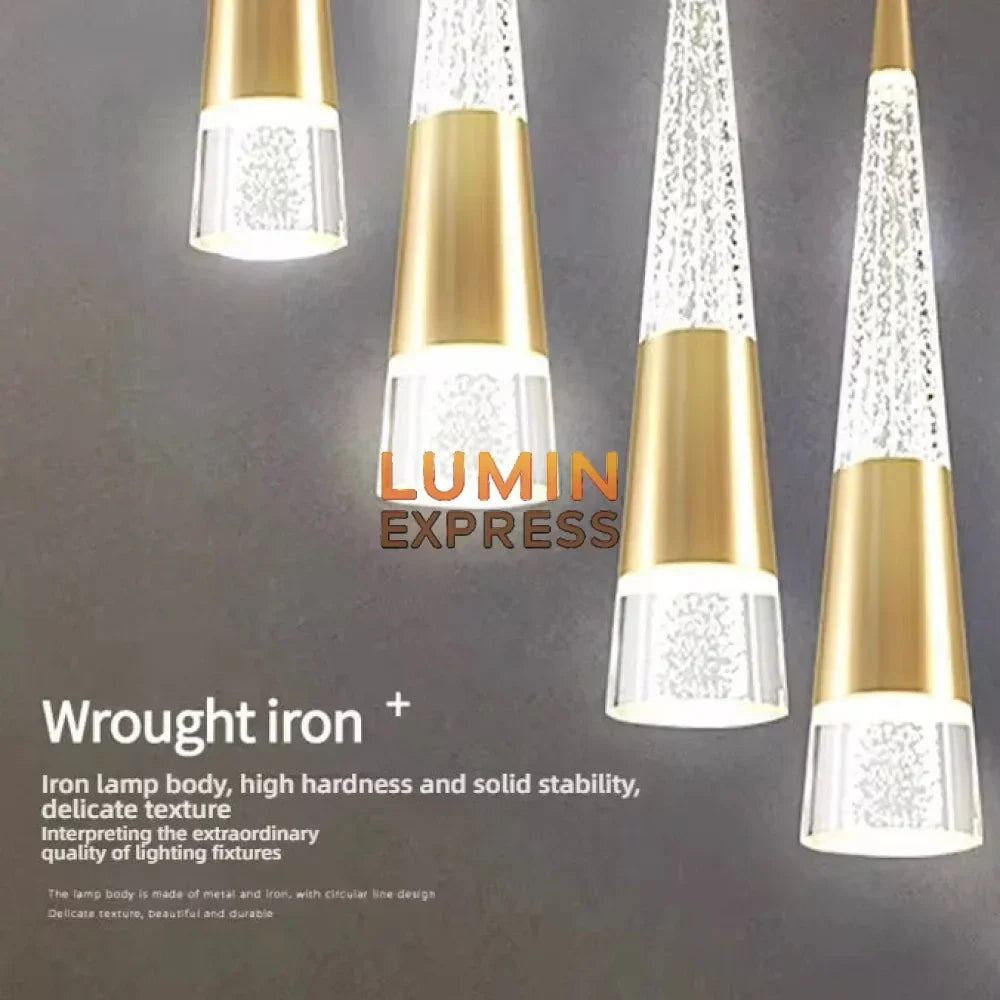 Suspension 3 cônes FLAMIA Triple Gold – luminaire premium Maroc – Luminexpress