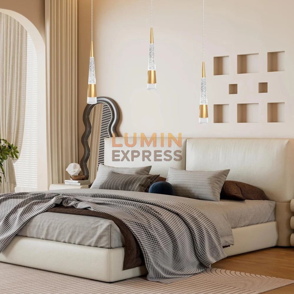Suspension FLAMIA Gold pour décoration intérieure raffinée – luminaire Maroc Luminexpress