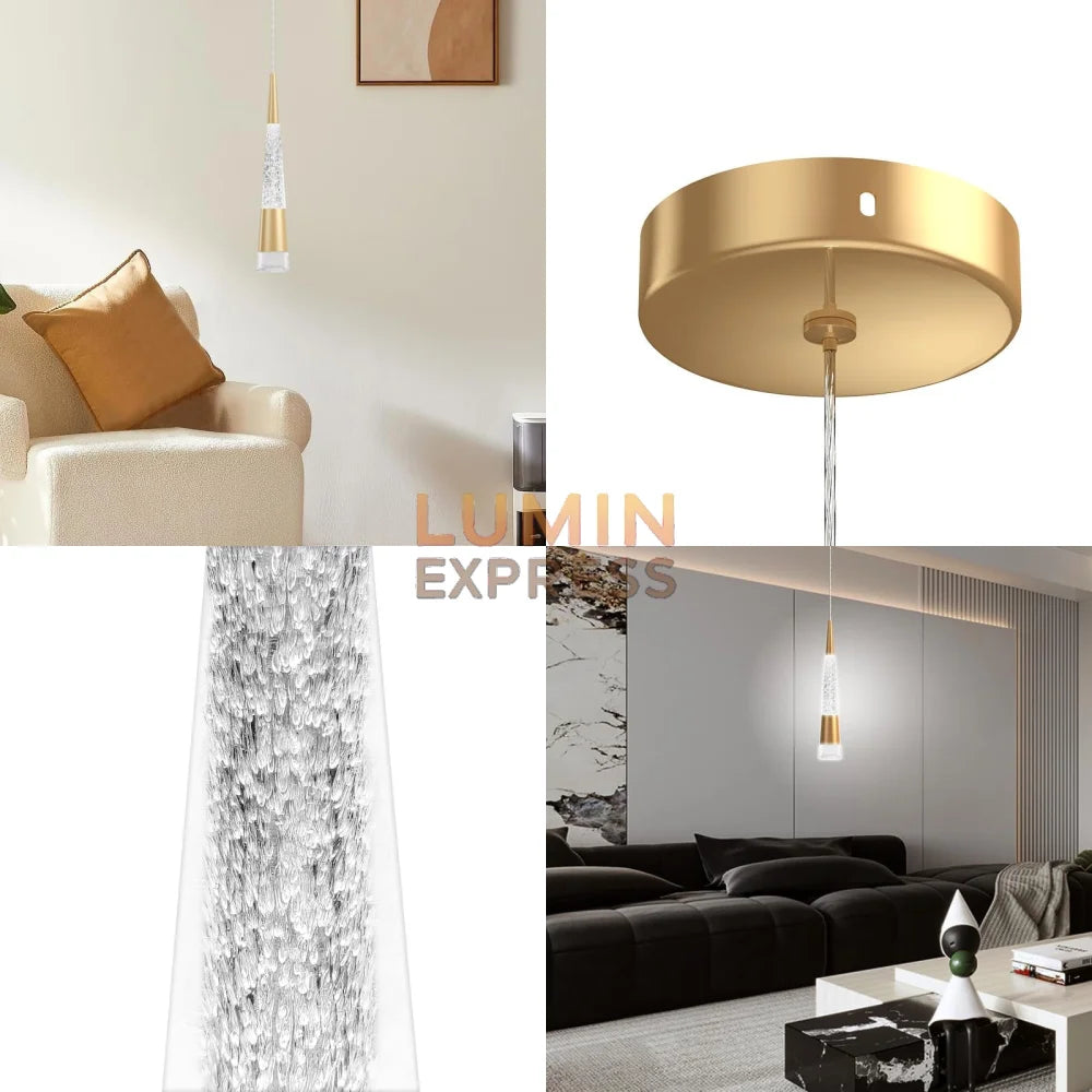 Suspension FLAMIA Gold installée au plafond – luminaire Maroc design par Luminexpress