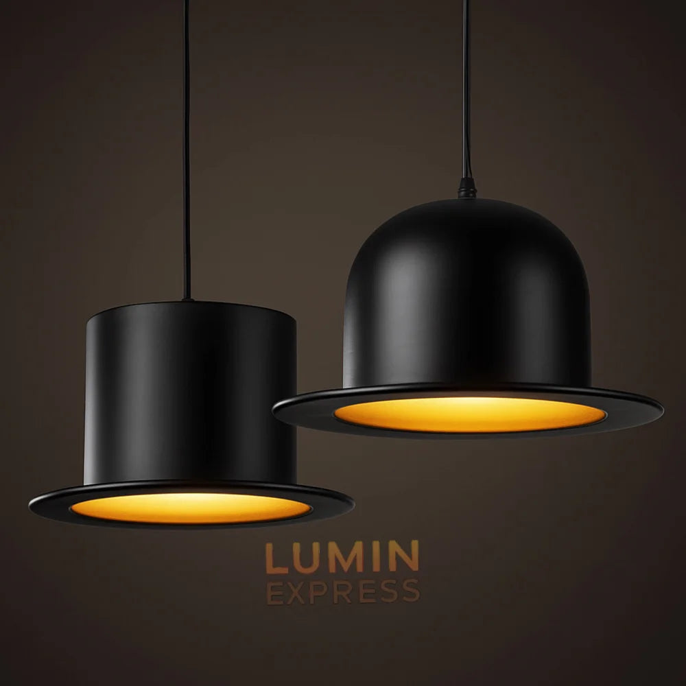 Luminaire suspension Gentleman noir mat avec intérieur doré – Casablanca Maroc
