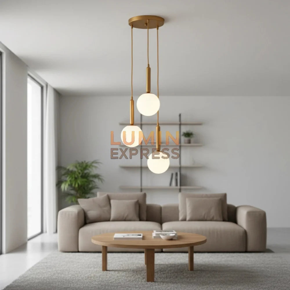Suspension ISADORA Triple Gold – luminaire Maroc 