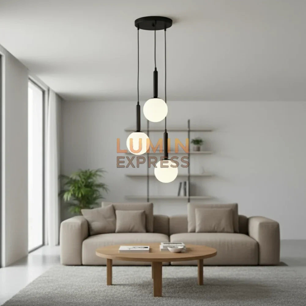 Suspension ISADORA Triple Black – luminaire Maroc 