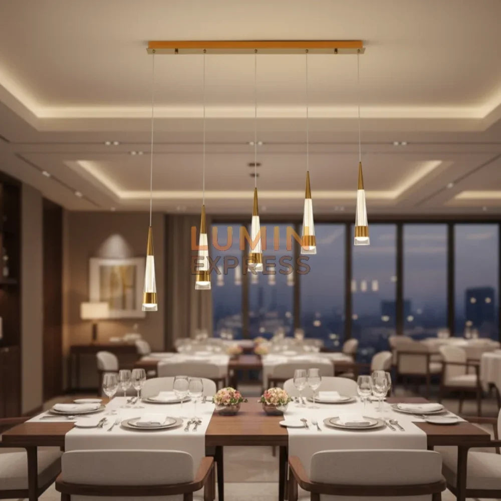 Luminaire linéaire doré moderne pour restaurant – Luminexpress Maroc