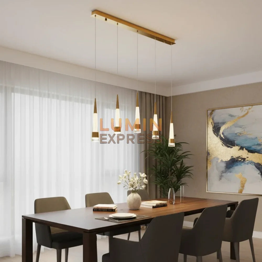 Suspension moderne linéaire Gold pour salle à manger – Luminexpress Maroc