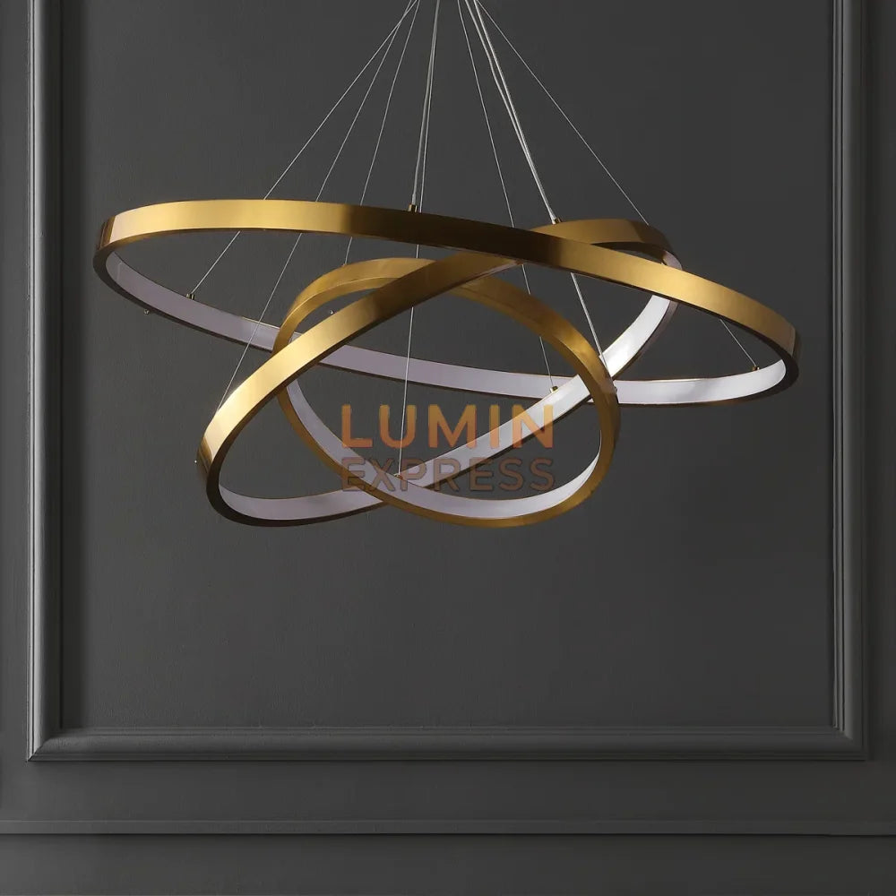 Détail anneaux cuivre suspension LISBON – luminaire LED moderne Maroc