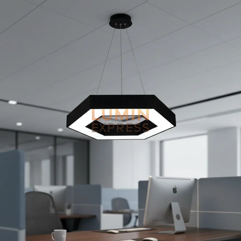 Suspension LUMI HEXAGONE Black – Luminaire Maroc moderne Luminexpress
