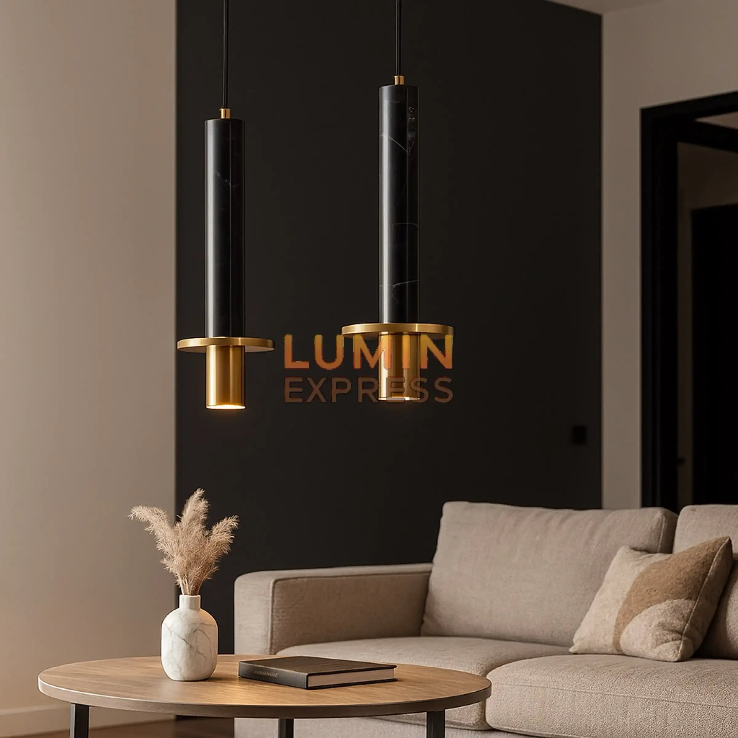 Suspension NERO en marbre noir design moderne – Luminexpress Maroc