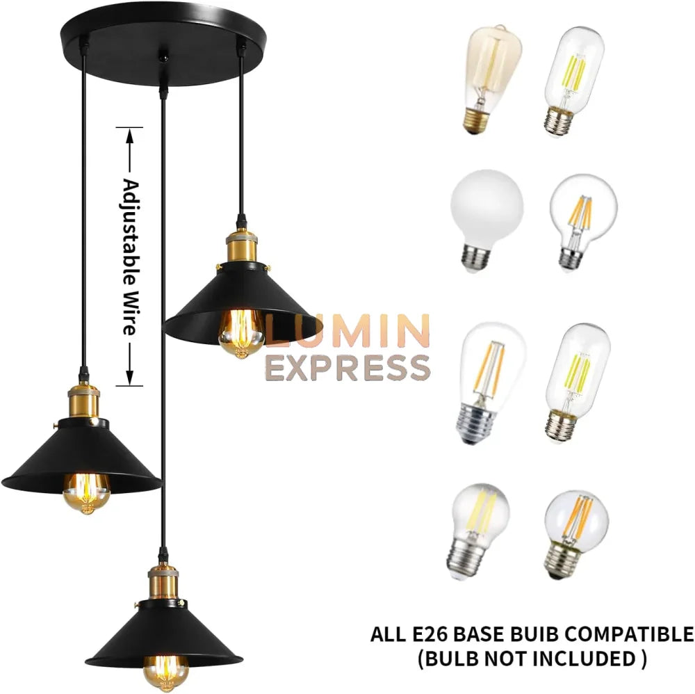 Suspension conique noire Luminexpress décoration maison Maroc