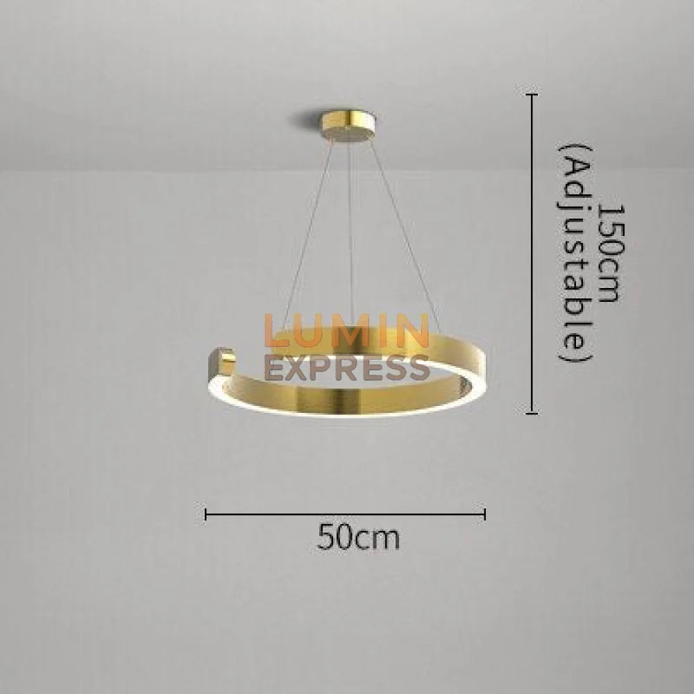 Suspension RENGO Gold 50 cm 30 W – Luminaire doré LED Luminexpress Maroc