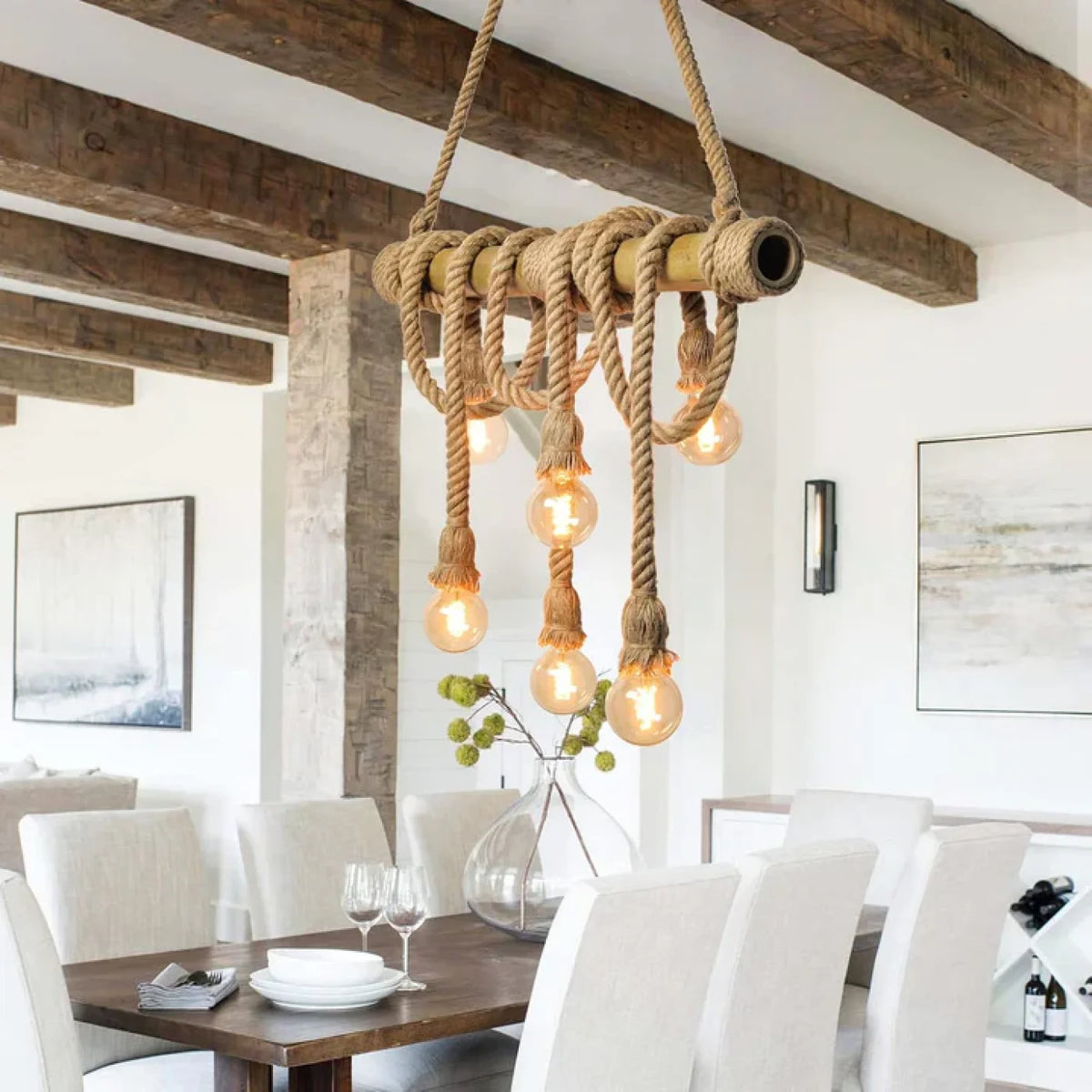 Suspension REYNA Bambou naturelle design moderne Luminexpress Maroc
