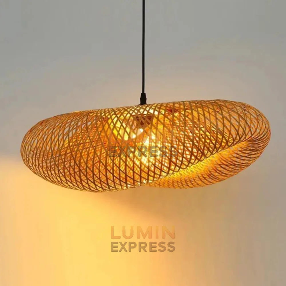 Suspension TENZO tressée en bambou pour chambre chaleureuse — luminaire naturel Maroc