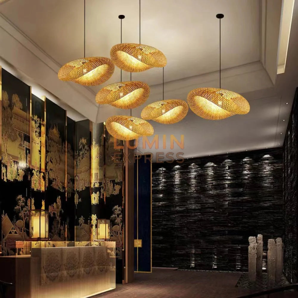 Suspension TENZO bois clair et bambou — décoration naturelle au Maroc