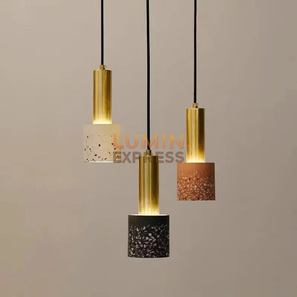 Lampe suspendue terrazzo rose et laiton – Luminexpress