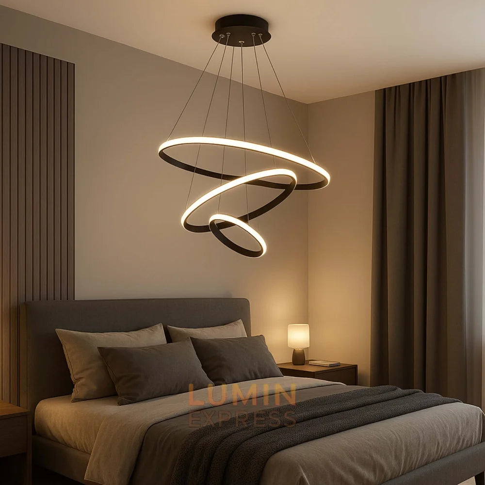 suspension-triple-led-noir-mat-aluminium-acrylique-salon-maroc