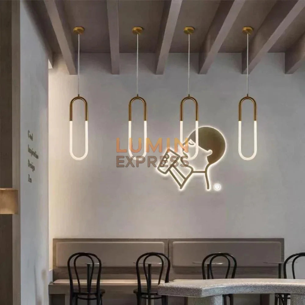 Suspension WARNER laiton doré LED pour restaurant moderne Maroc