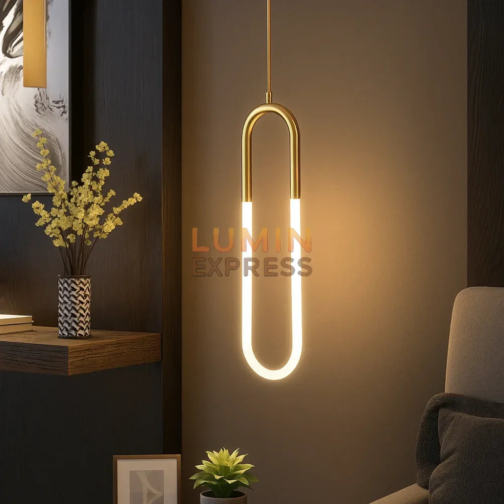 Suspension WARNER laiton doré LED pour séjour moderne Maroc