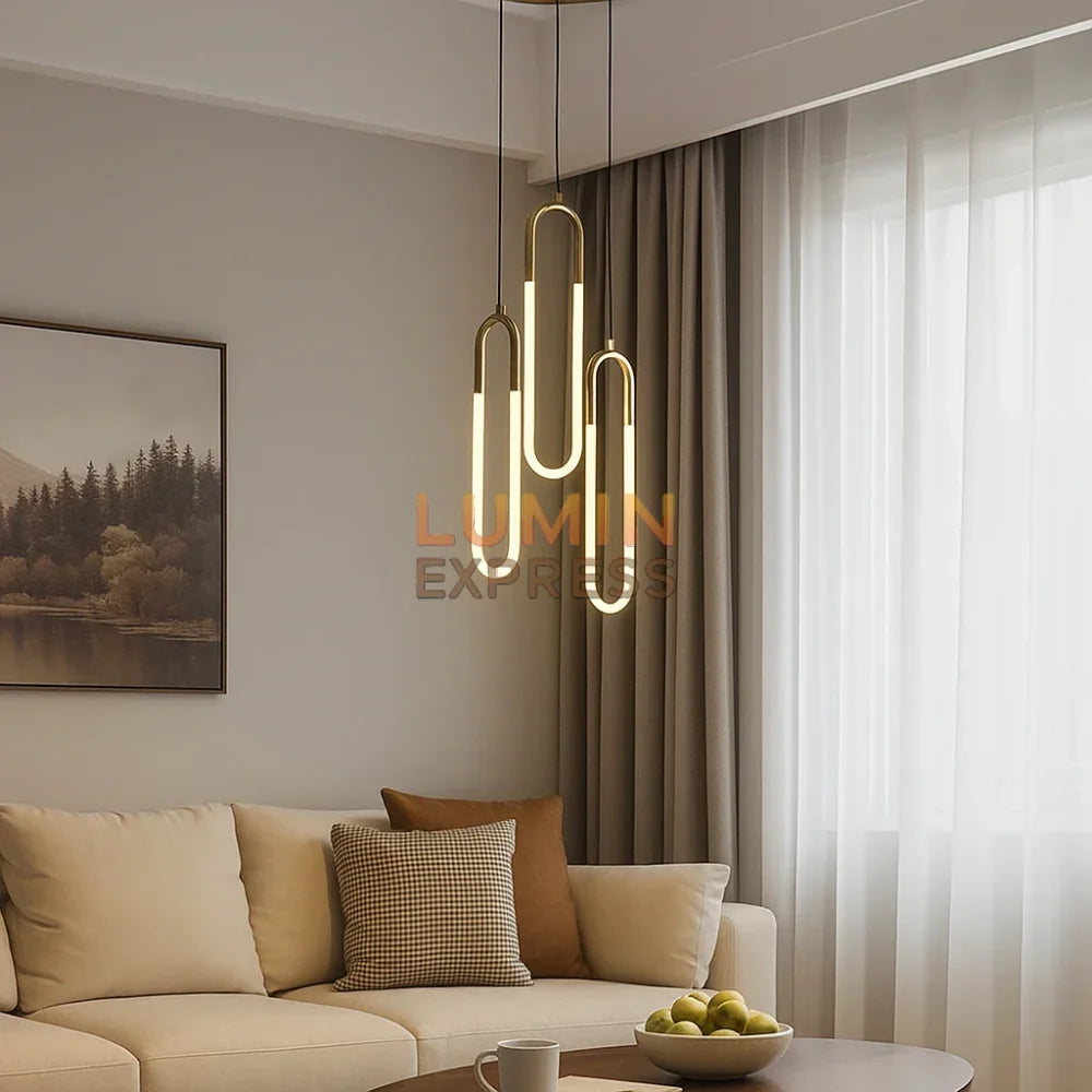 Luminaire suspendu WARNER doré pour salon moderne