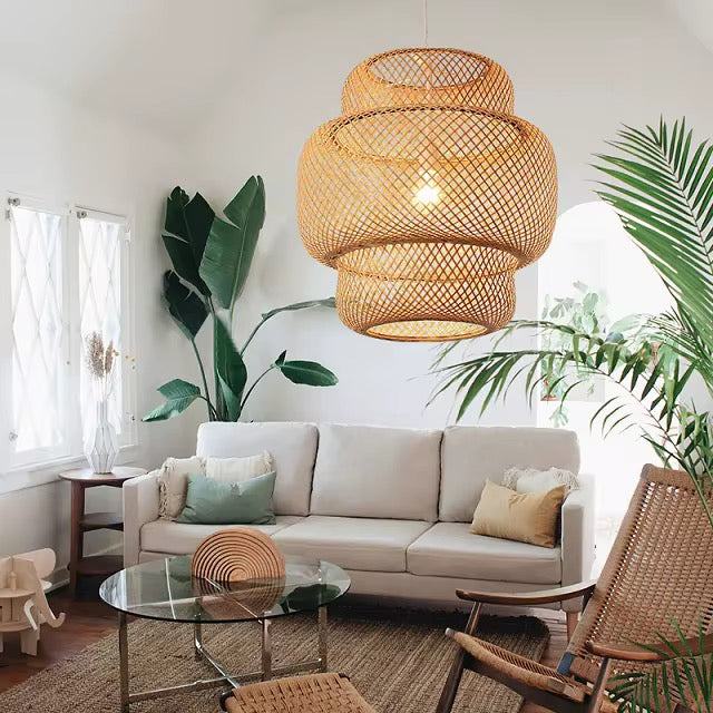 Suspension ZENYA bambou rotin – luminaire zen et relaxant pour chambre Maroc