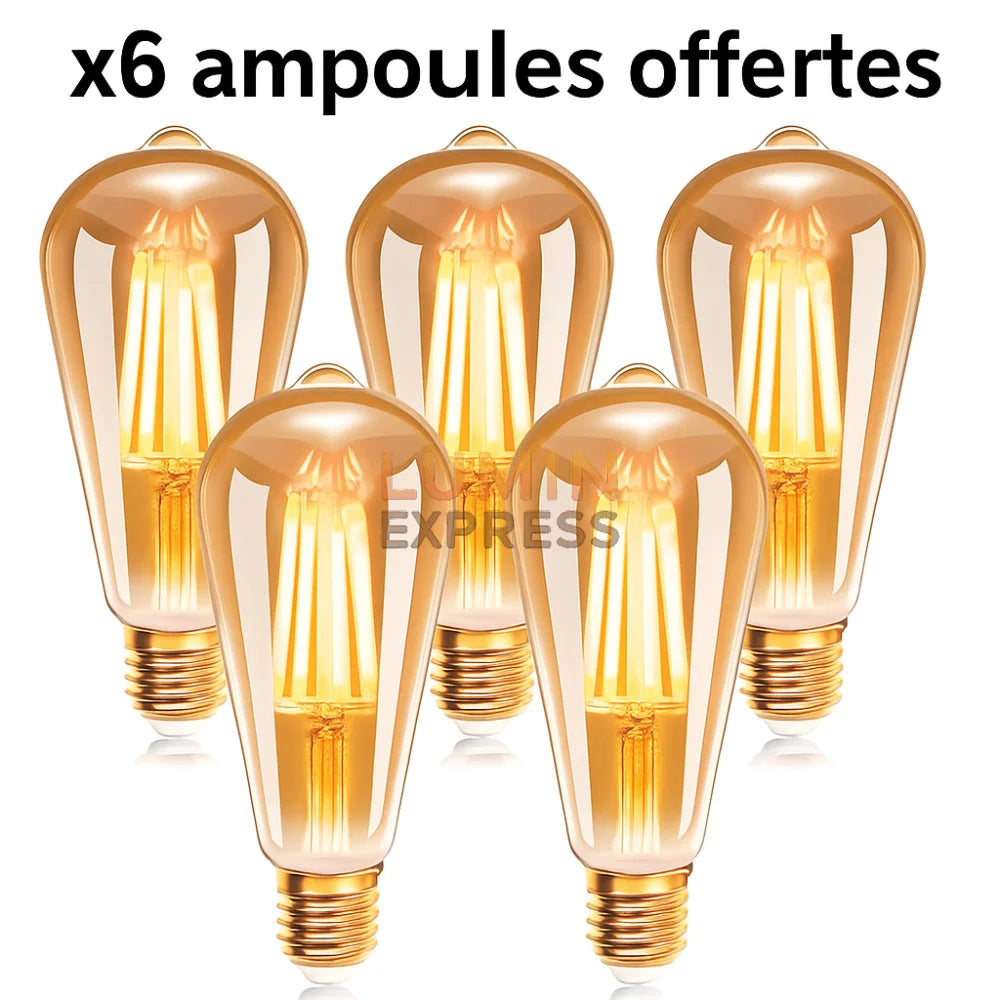Suspension HUNKY 6 Têtes avec Ampoules Offertes